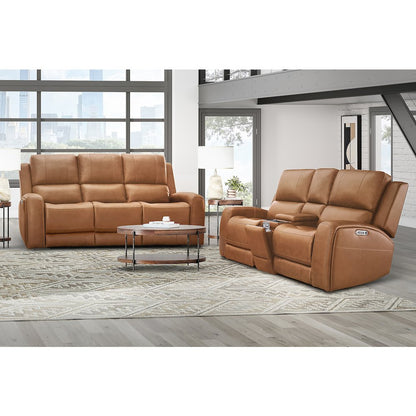 Belmont Lyric Caramel Zero Gravity Power Reclining Sofa and Loveseat