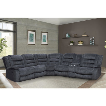 Misty Storm 6 Piece Modular Reclining Sectional and Entertainment Console