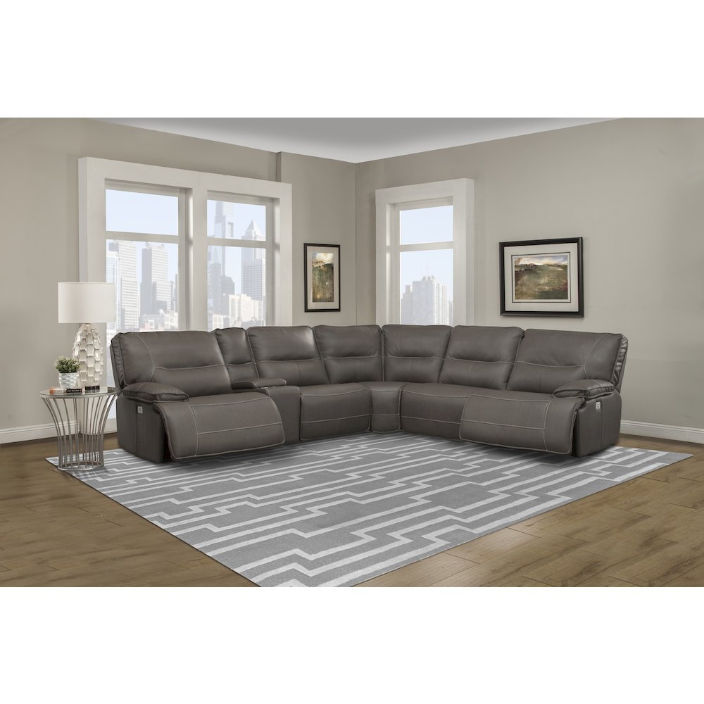 6 Piece Modular Power Reclining Sectional with Power Adjustable Headrests