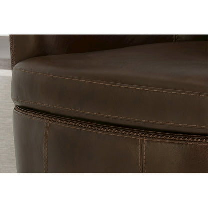 Barolo - Vintage Brown 100% Italian Leather Swivel Club Chair Two Pack
