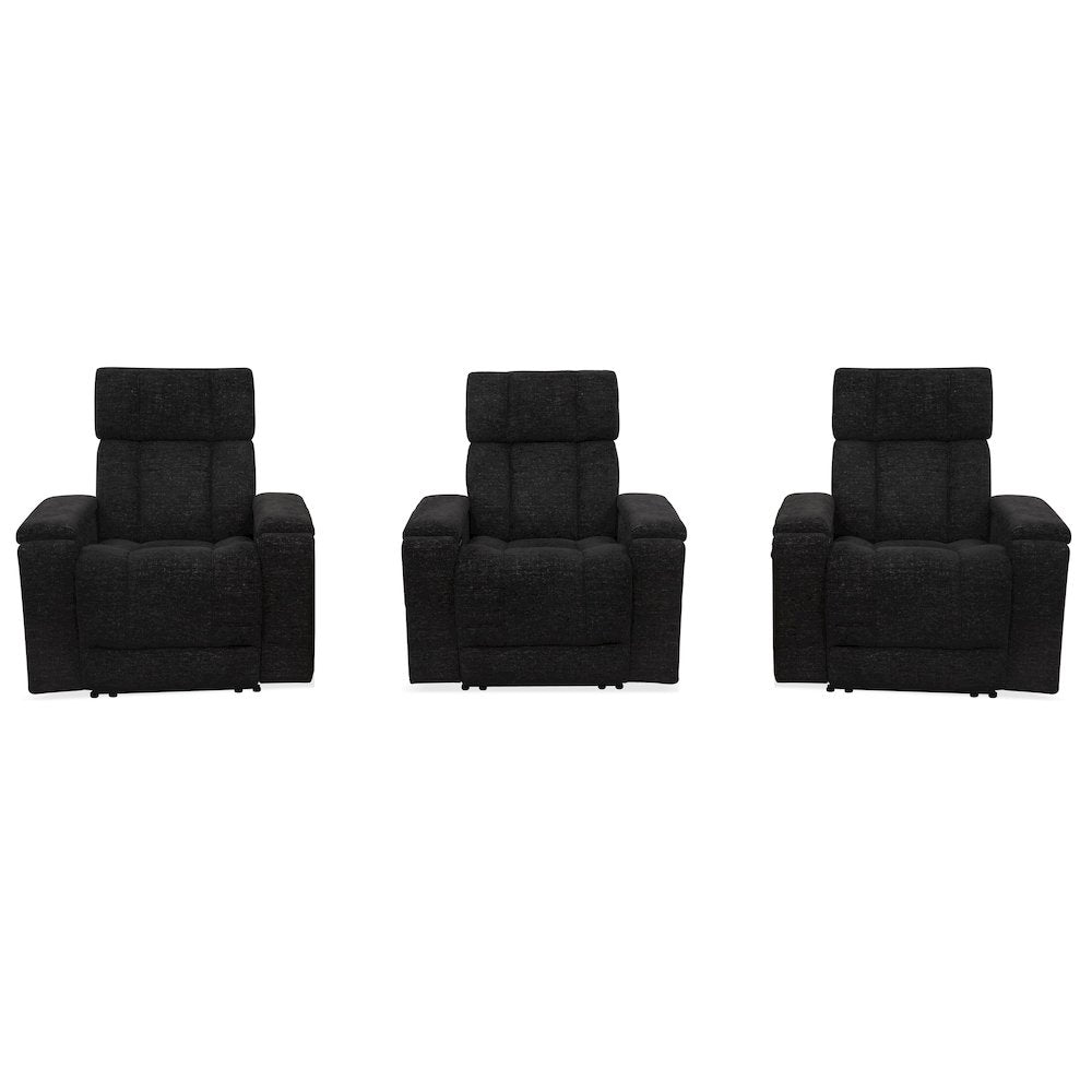 Phoenix Cabot Ebony Zero Gravity Power 3 Seat Home Theater Seating with