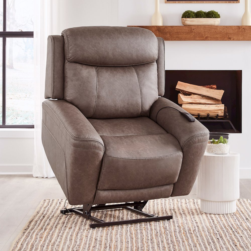 Callahan Sydney Brunette Power Lift Recliner with Heat and Massage Two Pack