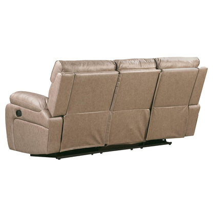 Theon Stokes Toffee Manual Reclining Sofa with Drop Down Table