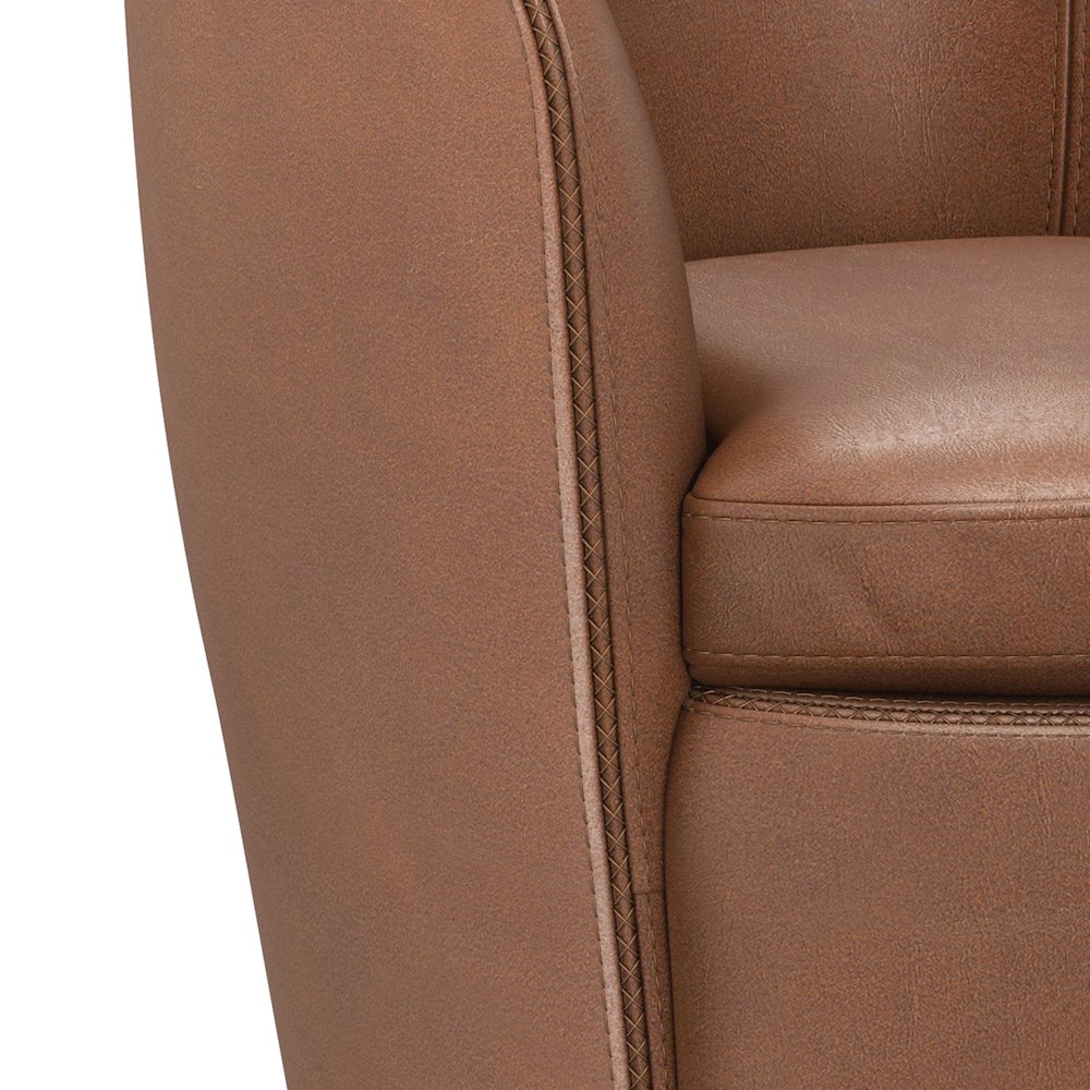 Barolo - Vintage Whiskey 100% Italian Leather Swivel Club Chair Two Pack