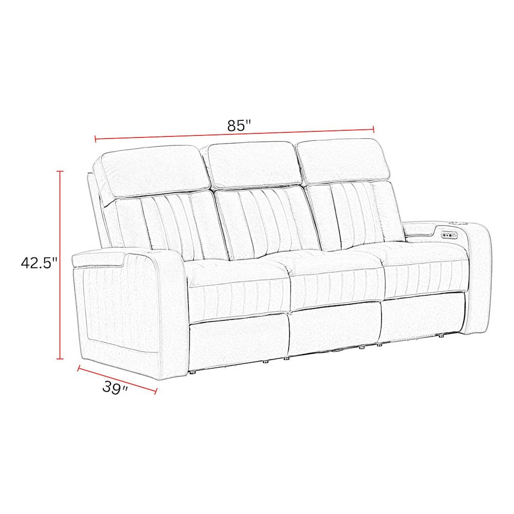 Equinox Mercury Power Reclining Sofa with Drop Down Table