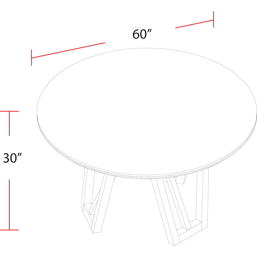 Pure Modern Dining 60 In. Round Table with Wood Base