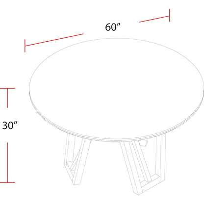 Pure Modern Dining 60 In. Round Table with Wood Base