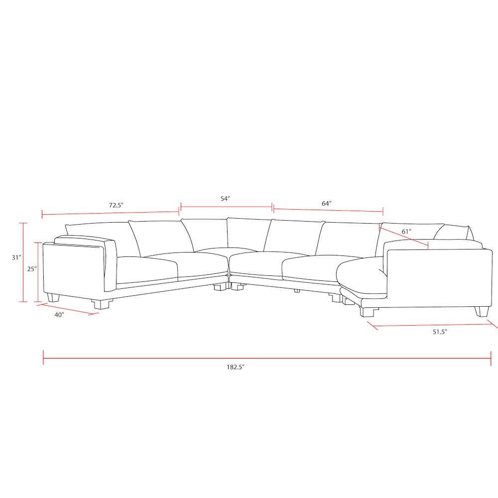 Mirage Mist 4 Piece Modular Sectional