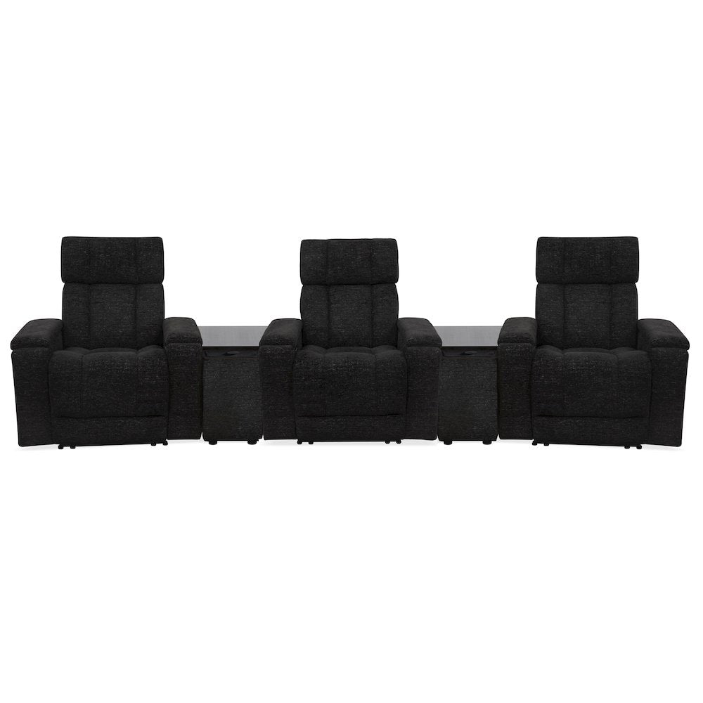 Phoenix Cabot Ebony Zero Gravity Power 3 Seat Home Theater Seating with 2