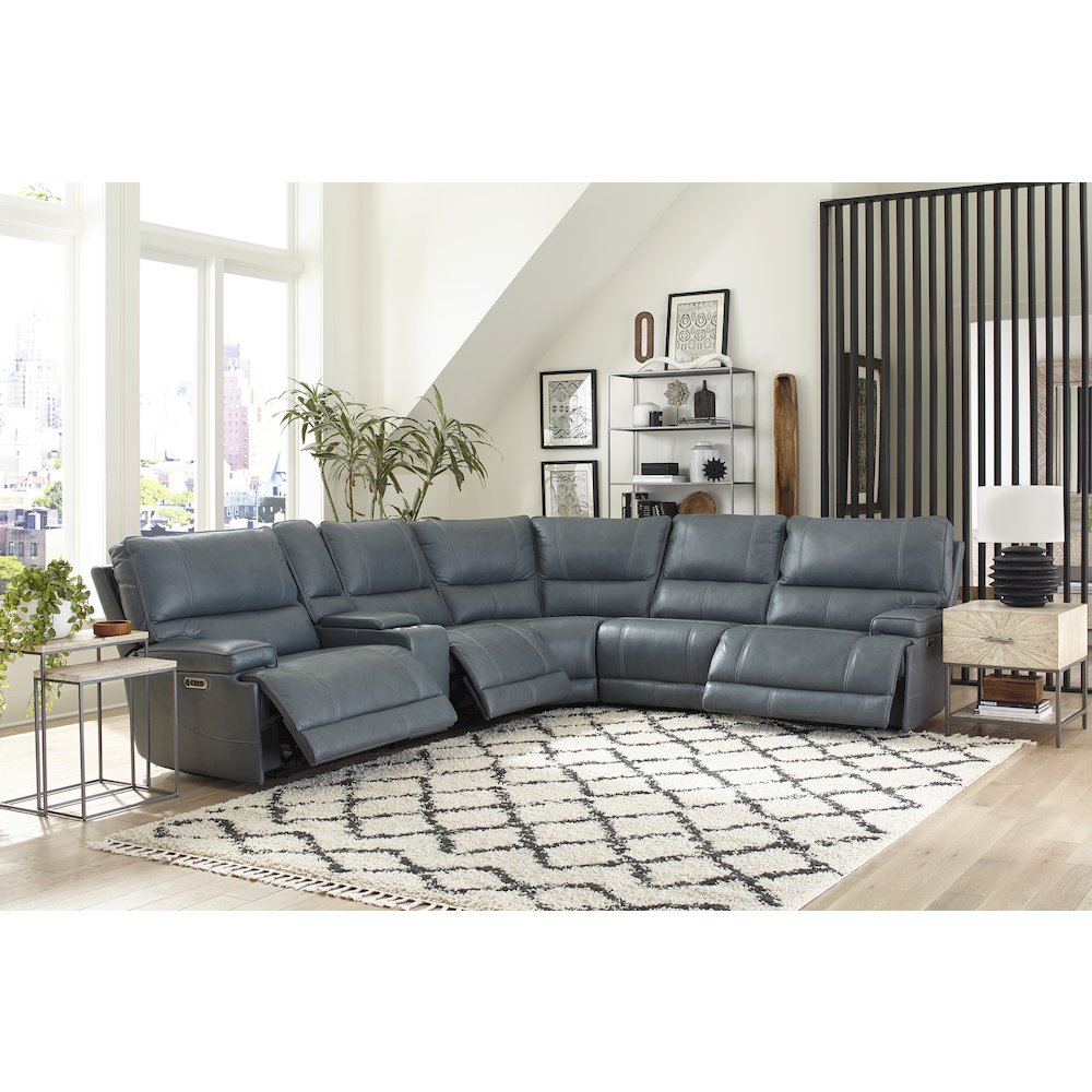 Verona Azure - Powered By Freemotion 6 Piece Modular Power Reclining Sectional