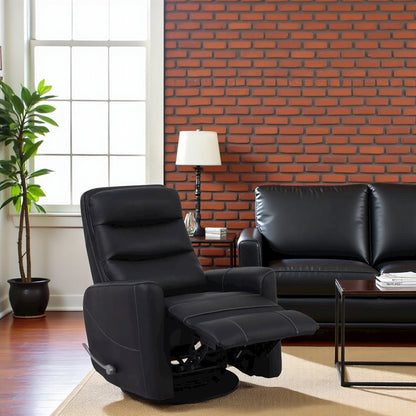 Black Swivel Recliner Chair with Glider Base and Soft Fabric Comfort