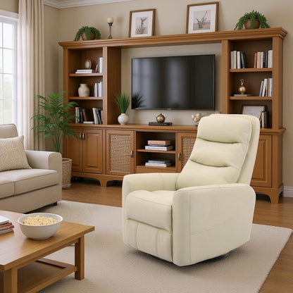 Oyster Swivel Recliner Chair with Glider Base and Soft Fabric Comfort