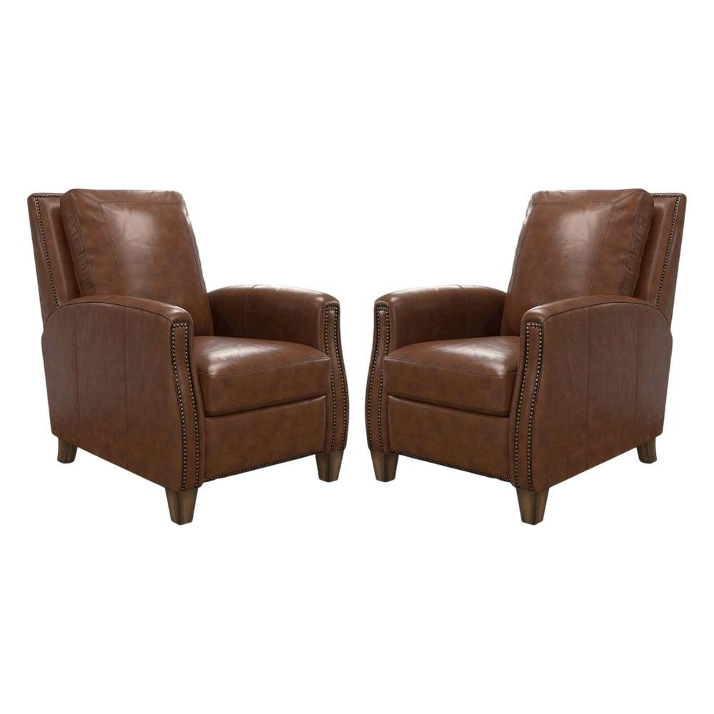 Chestnut Recliner Two Pack with Transitional Style and Comfortable Seating