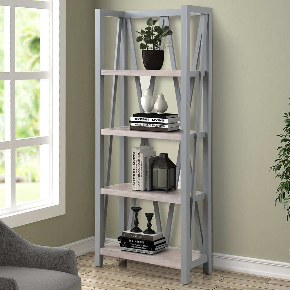 Modern - Dove Etagere Bookcase