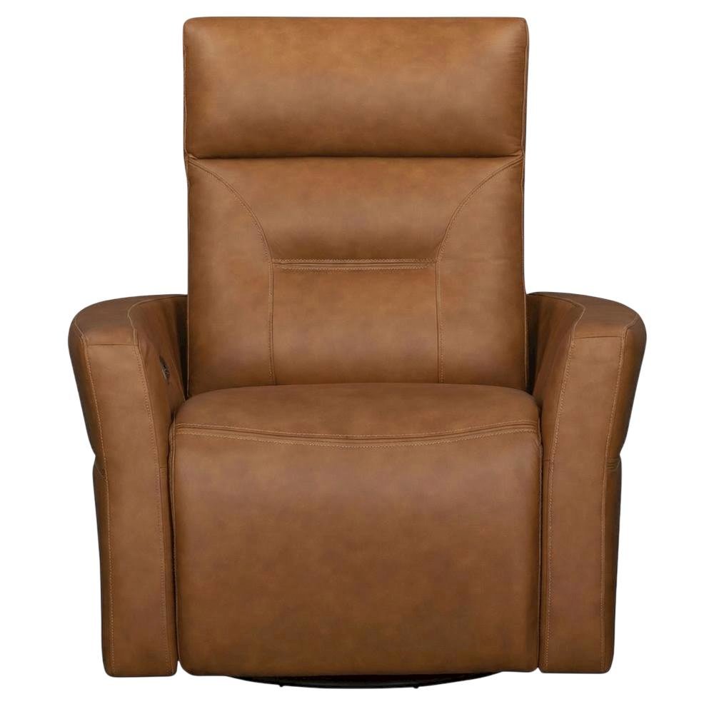 Vintage Caramel Power Swivel Recliner with Traditional Style and Plush Seat