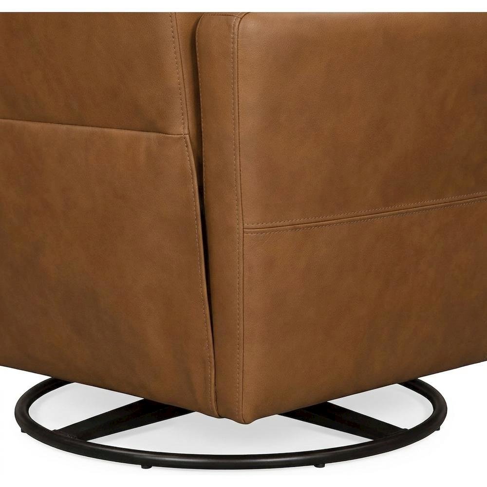 Vintage Caramel Power Swivel Recliner with Traditional Style and Plush Seat