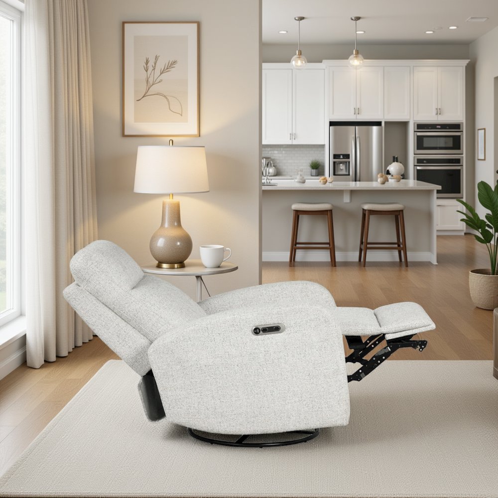 Beige Power Glider Recliner Glider Chair for Nursery, Modern Recliner