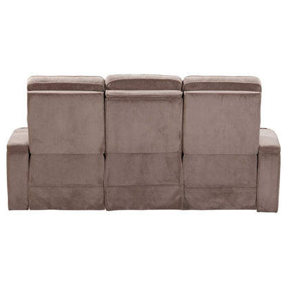 Equinox Mushroom Power Reclining Sofa with Drop Down Table