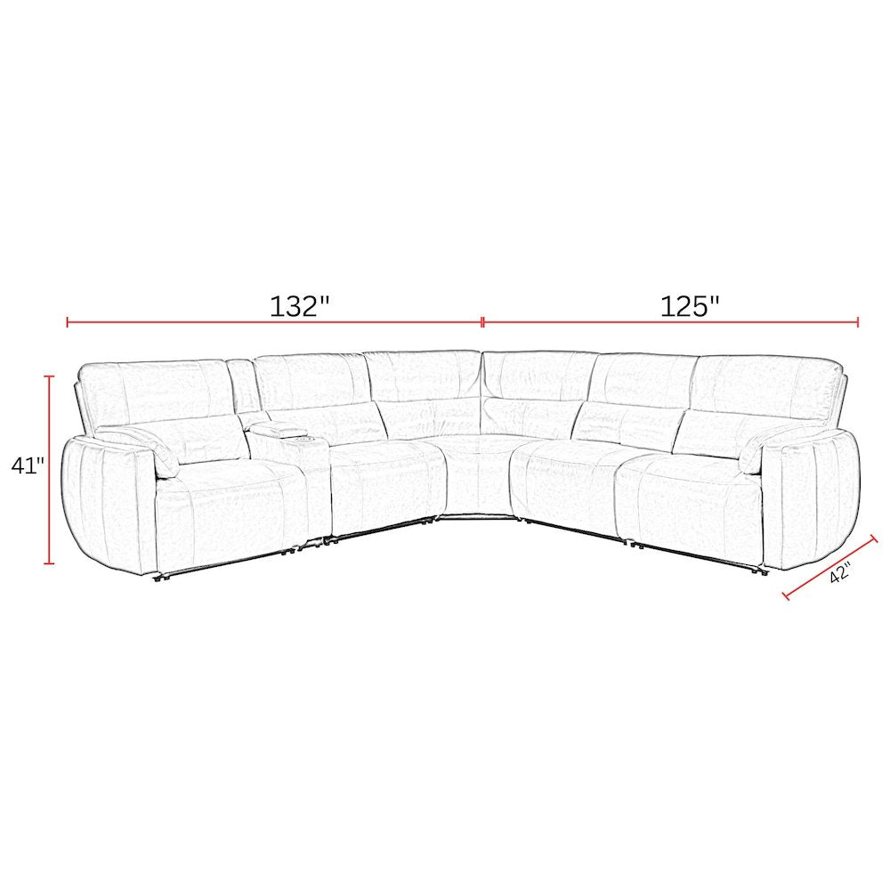 Modesto - Buttercream 6 Piece Modular Power Reclining Sectional