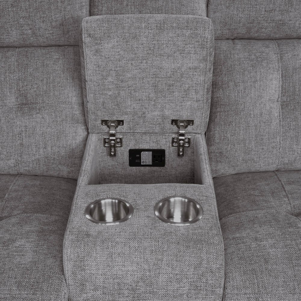 Richland - Bristol Grey Power Reclining Console Loveseat