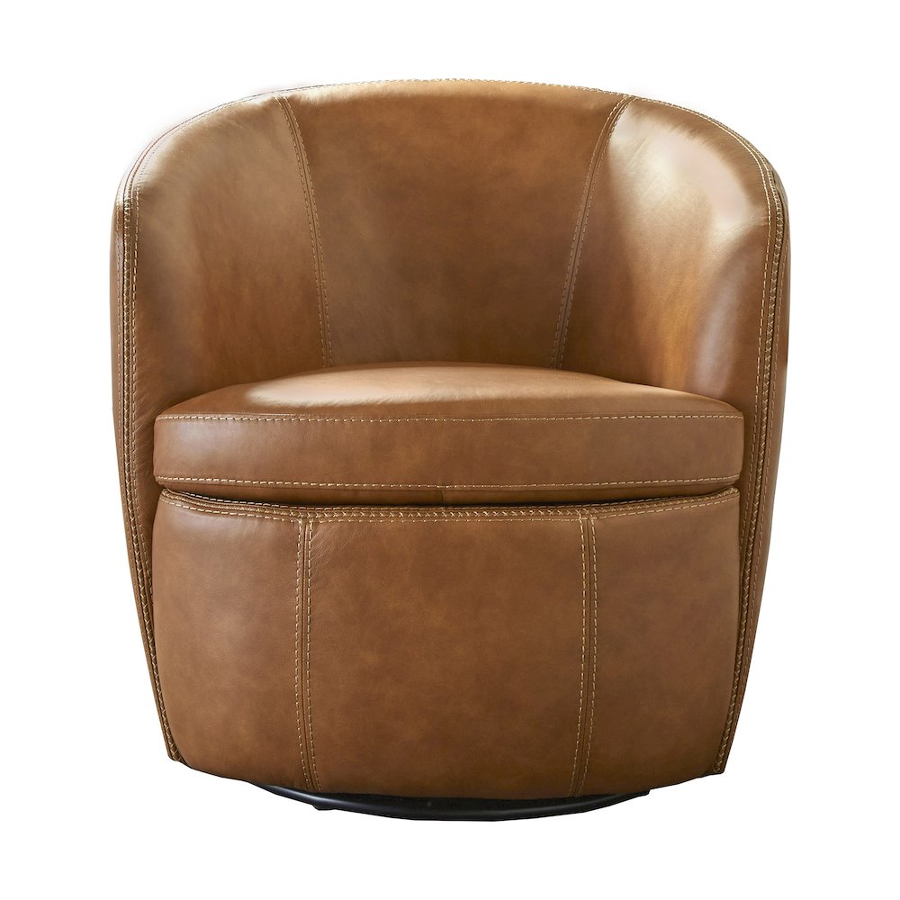 Barolo - Vintage Caramel 100% Italian Leather Swivel Club Chair Two Pack