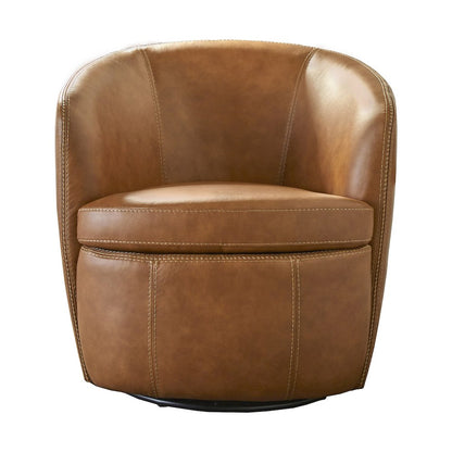 Barolo - Vintage Caramel 100% Italian Leather Swivel Club Chair Two Pack