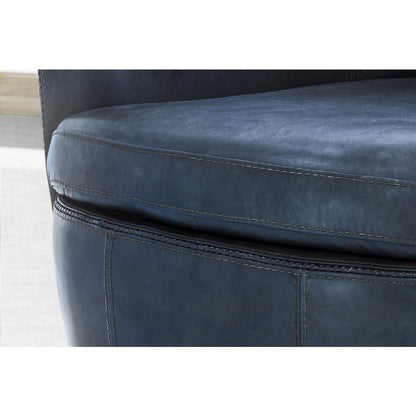 Barolo - Vintage Navy 100% Italian Leather Swivel Club Chair Two Pack