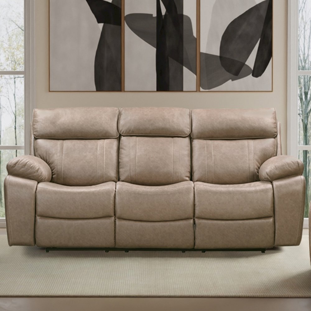 Theon Stokes Toffee Manual Reclining Sofa with Drop Down Table