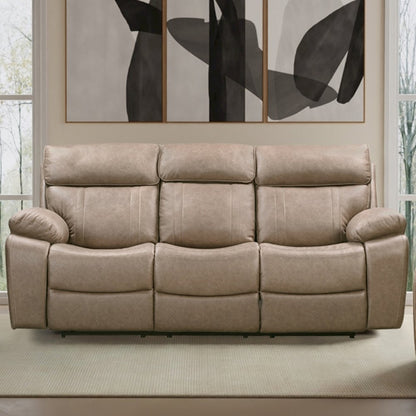 Theon Stokes Toffee Manual Reclining Sofa with Drop Down Table