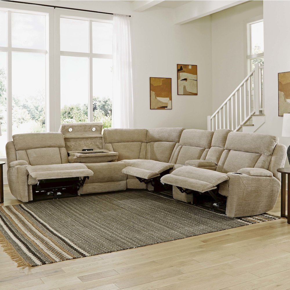 6 Piece Modular Power Reclining Sectional with Power Adjustable Headrests