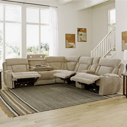 6 Piece Modular Power Reclining Sectional with Power Adjustable Headrests