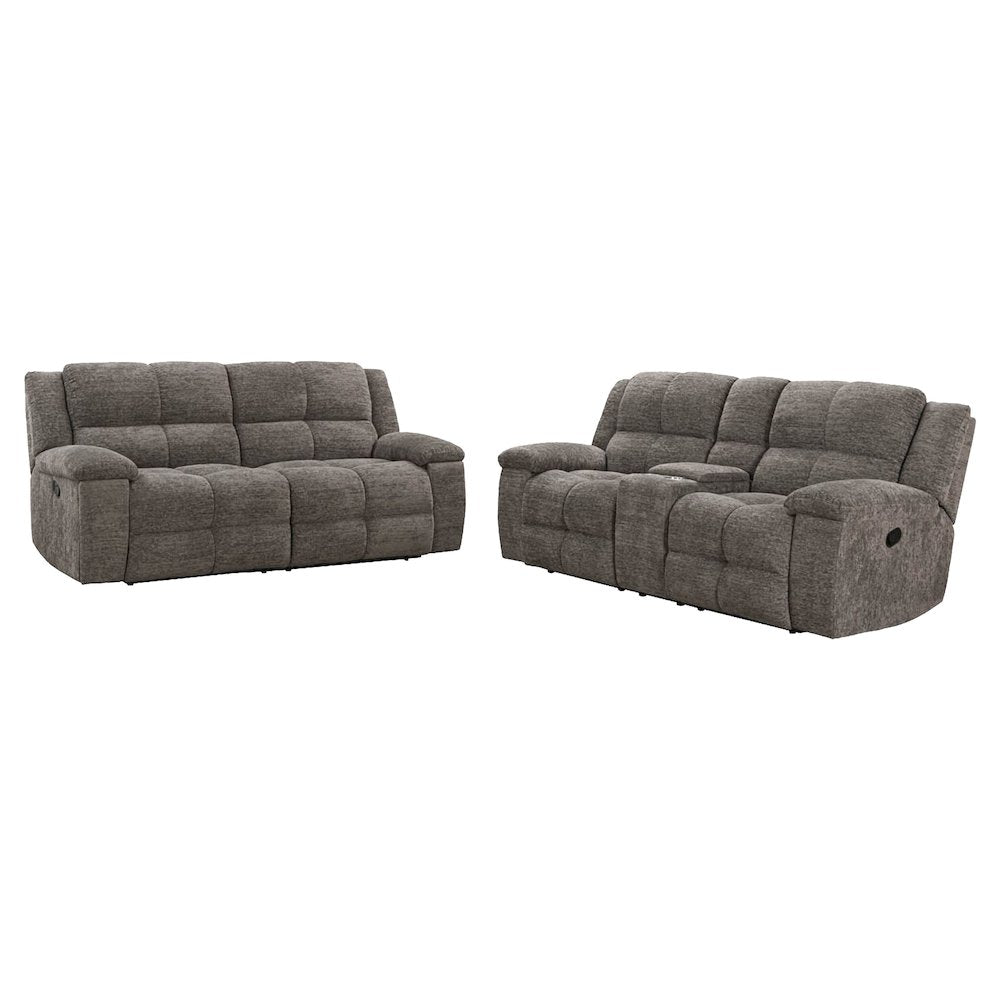 Buster Cabot Stone Manual Reclining Sofa and Loveseat