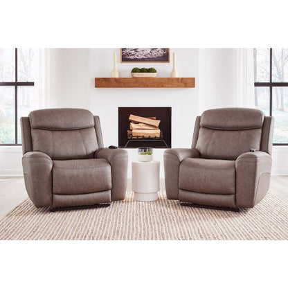 Callahan Sydney Brunette Power Lift Recliner with Heat and Massage Two Pack