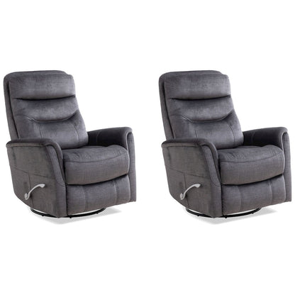 Gemini - Capri Charcoal Swivel Glider Recliner Two Pack