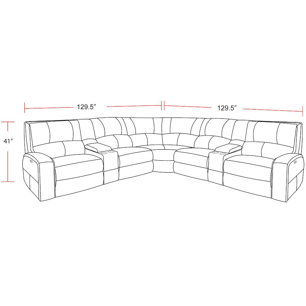 7 Piece Modular Power Reclining Sectional with Power Adjustable Headrests