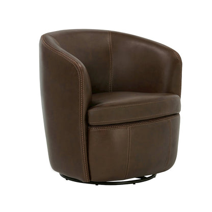 Barolo - Vintage Brown 100% Italian Leather Swivel Club Chair Two Pack