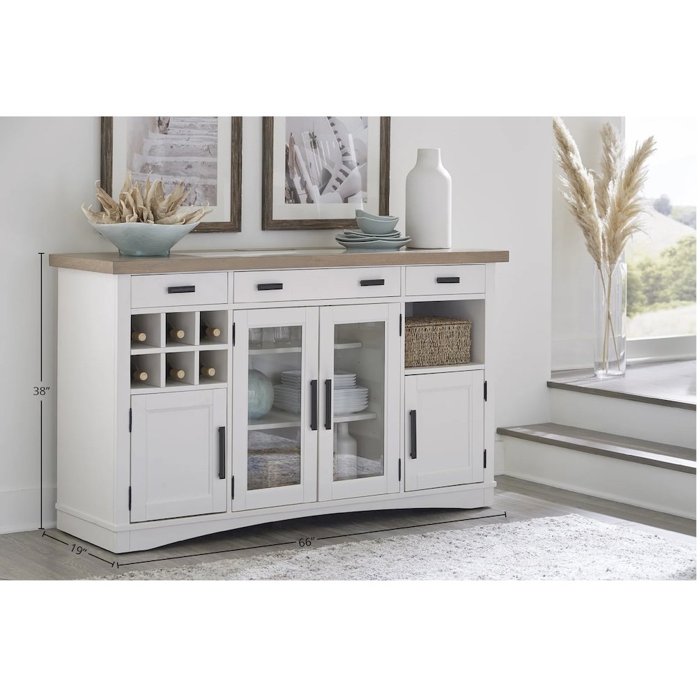 Modern Dining 66 In. X 19 In. Buffet Server with Quartz Insert