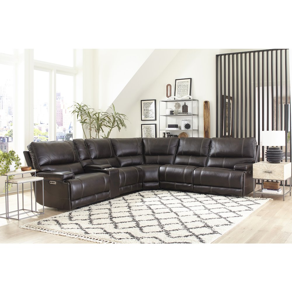 Verona Coffee - Powered By Freemotion 6 Piece Modular Power Reclining Sectional