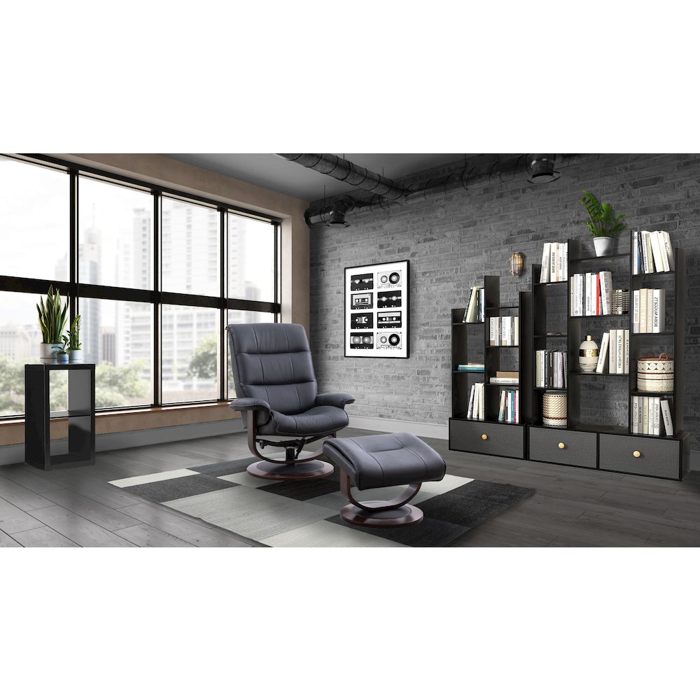 Knight - Black Manual Reclining Swivel Chair and Ottoman