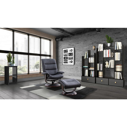 Knight - Black Manual Reclining Swivel Chair and Ottoman