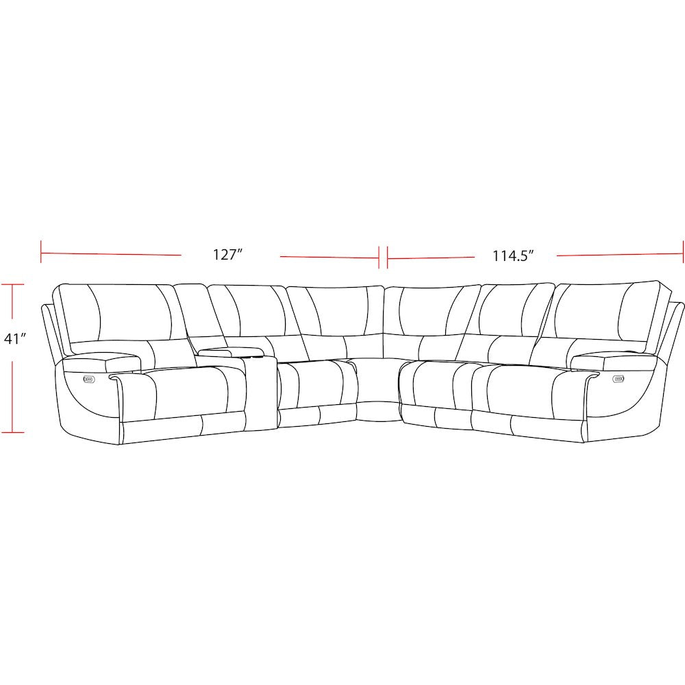 Verona Azure - Powered By Freemotion 6 Piece Modular Power Reclining Sectional