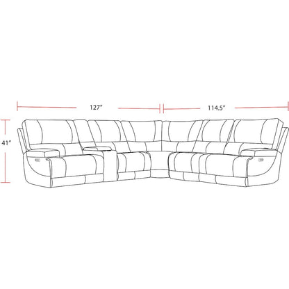 Verona Azure - Powered By Freemotion 6 Piece Modular Power Reclining Sectional