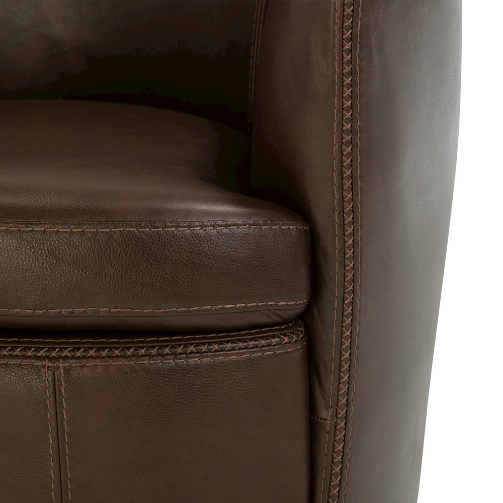 Barolo - Vintage Brown 100% Italian Leather Swivel Club Chair Two Pack