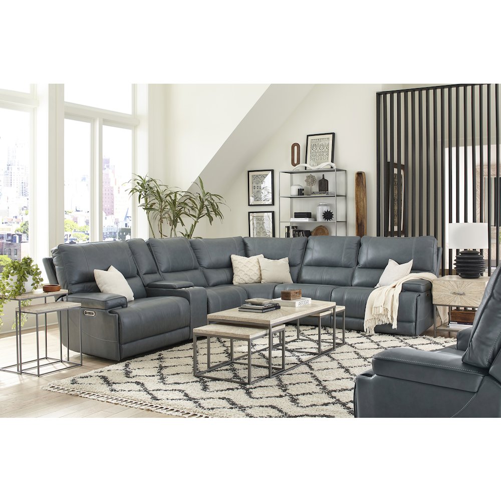 Verona Azure - Powered By Freemotion 6 Piece Modular Power Reclining Sectional