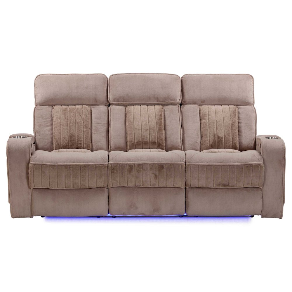 Equinox Mushroom Power Reclining Sofa with Drop Down Table