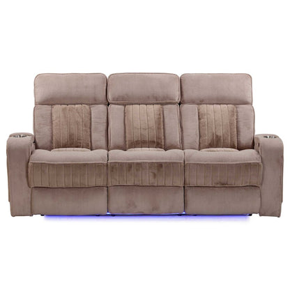 Equinox Mushroom Power Reclining Sofa with Drop Down Table