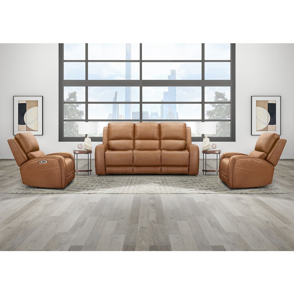 Belmont Lyric Caramel Zero Gravity Power Reclining Sofa and 2 Recliners