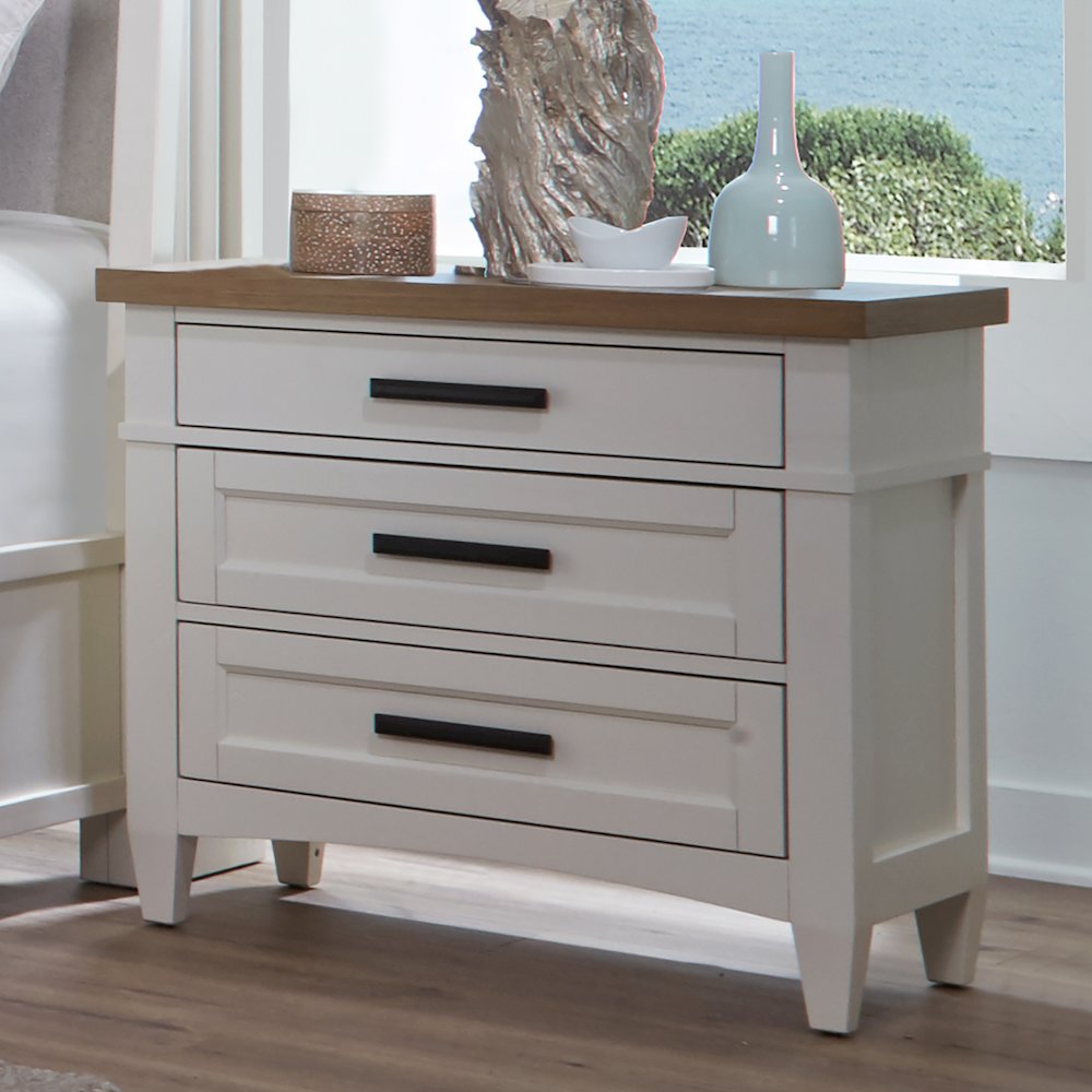 Modern Bedroom 3 Drawer Nightstand with Charging Station