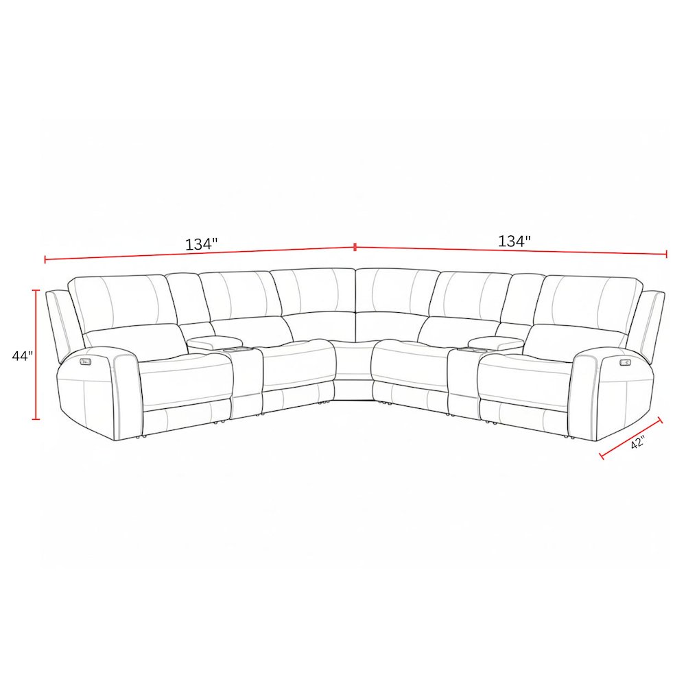Belmont Lyric Caramel 7 Piece Zero Gravity Power Reclining Sectional with