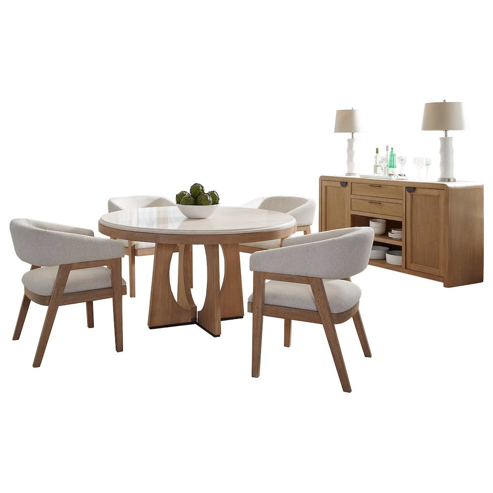 Dining 54" Round Table with buffet server & 4 barrel chairs
